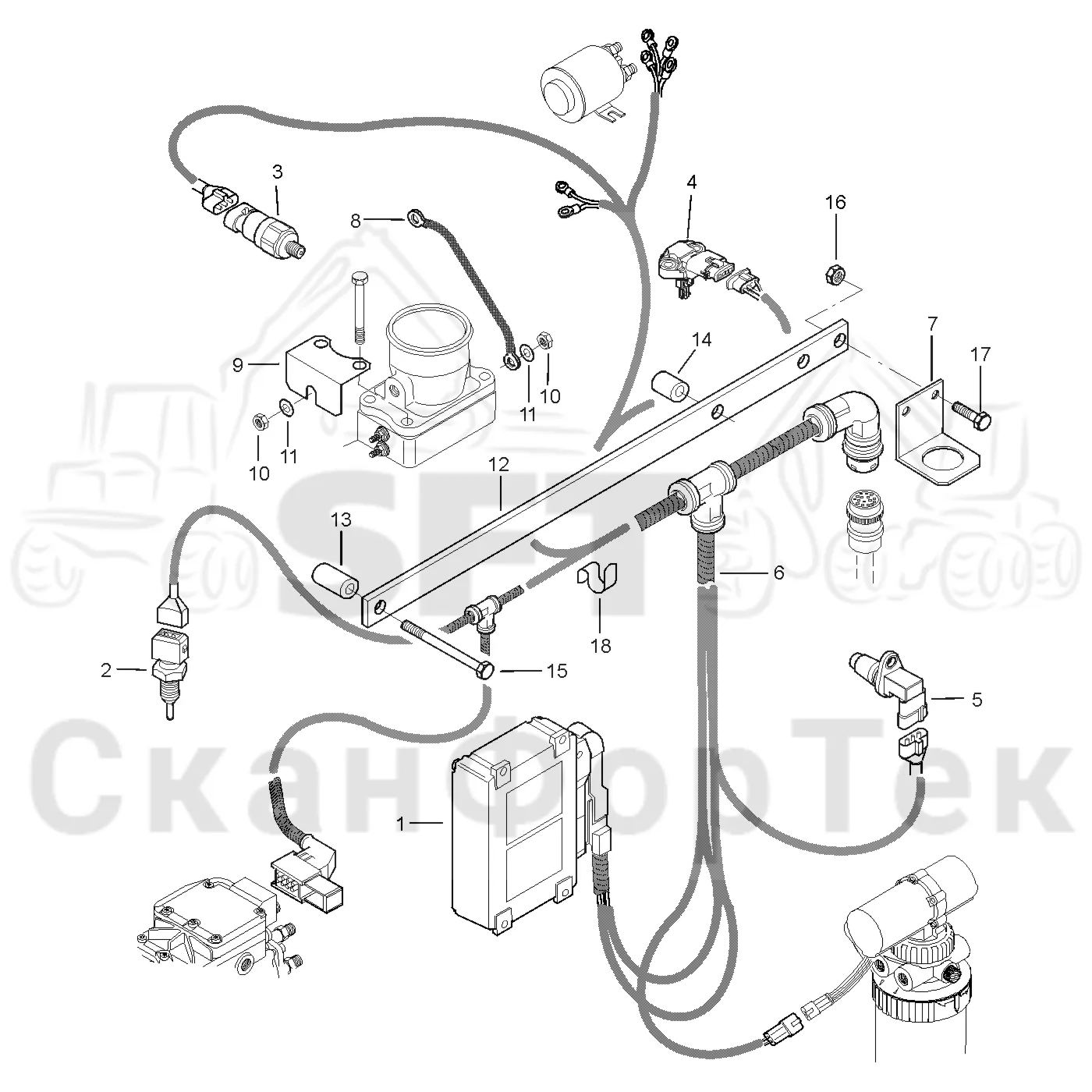 Схема: Valmet / Лесозаготовительные машины / Valmet 901.2 / Valmet 901.2 Ch. 211061- / Valmet 901.2 Ch. 211061- / Каталог запасных частей / Двигатель / Электрический / EEM Оборудование