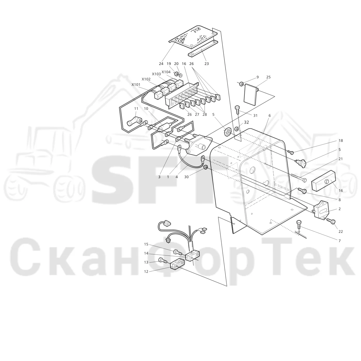 Схема: Valmet / Лесозаготовительные машины / Valmet 901.3 / Valmet 901.3 Ch -311190 / Valmet 901.3 Ch -311190 / Каталог запасных частей / шасси / Электрический Оборудование / Разъединитель аккумуляторной батареи