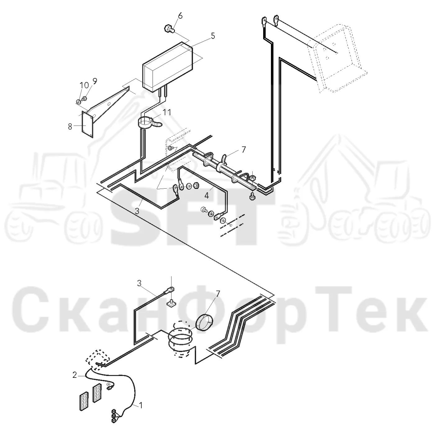 Схема: Valmet / Лесозаготовительные машины / Valmet 901.2 / Valmet 901.2 Ch. 211061- / Valmet 901.2 Ch. 211061- / Каталог запасных частей / шасси / Электрический Оборудование / Комплект кабелей шасси