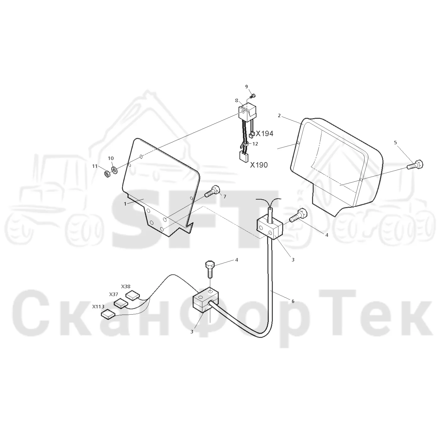 Схема: Valmet / Лесозаготовительные машины / Valmet 921.1 / Valmet 921.1 Ch. 113531- / Valmet 921.1 Ch. 113531- / Каталог запасных частей / Система управления / Регулятор / Electric kit swiveling seat mini
