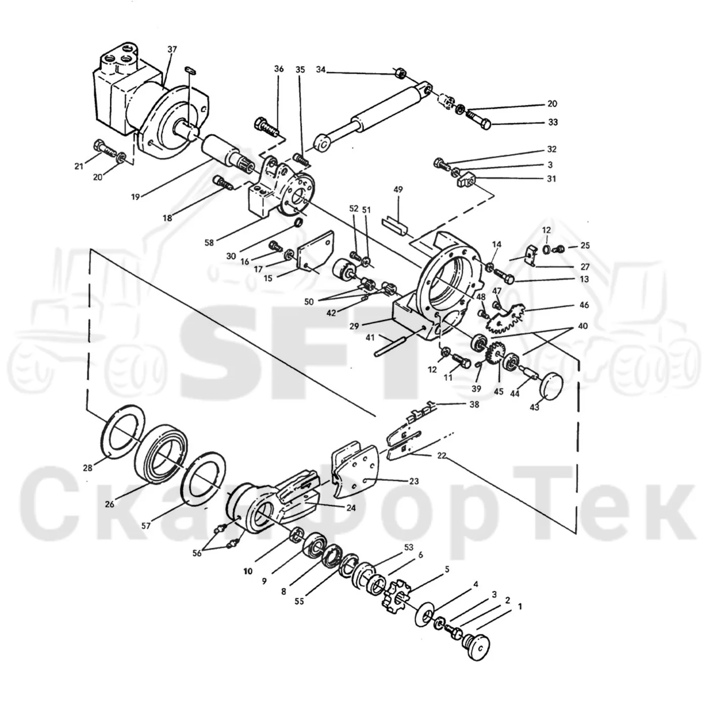 Схема: Valmet / Головки лесозаготовительной машины / Valmet 965 BR / Valmet 965 BR / Каталог запасных частей / Valmet 965 BR / Резка / Устройство резки / Устройство резки на шасси 33